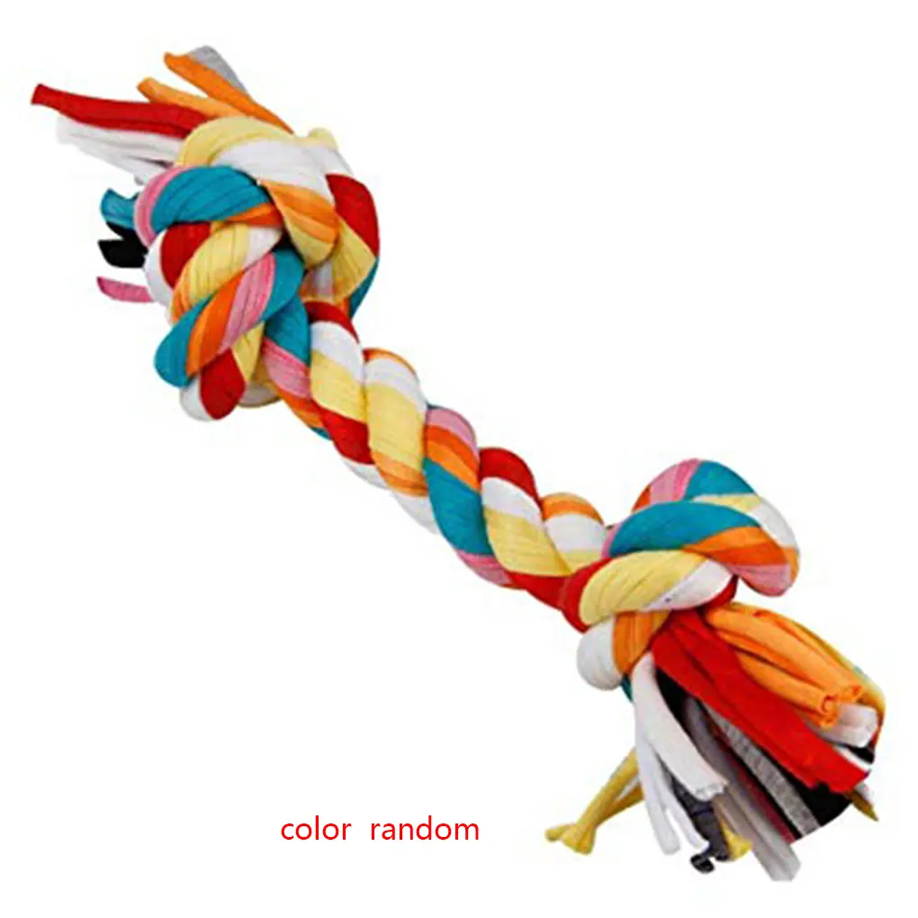 Cotton Double Knot Braided Rope Colorful Tug Dog Chewing Toy Pet Woven Molar Accessory