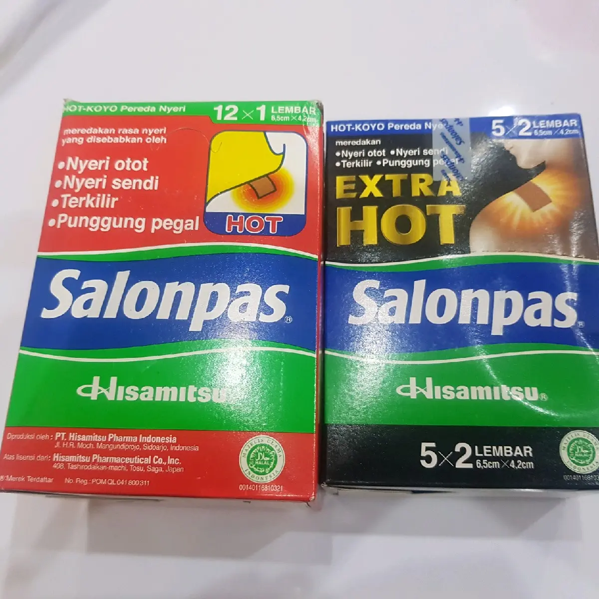 Salonpas Hot dan Extra Hot untuk pegal linu, nyeri otot, nyeri sendi dan punggung pegal