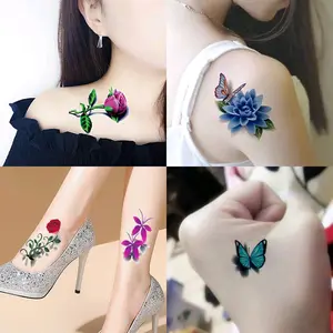 [ Zaril Paket 30 LEMBAR ] Stiker Tato Temporer P Desain Bunga Tiga Dimensi 3D Ukuran Kecil Setengah Lengan Tangan Tahan Lama Wanita Selebriti Internet Temporary Tatto Wajah Anti Air Hand Kering