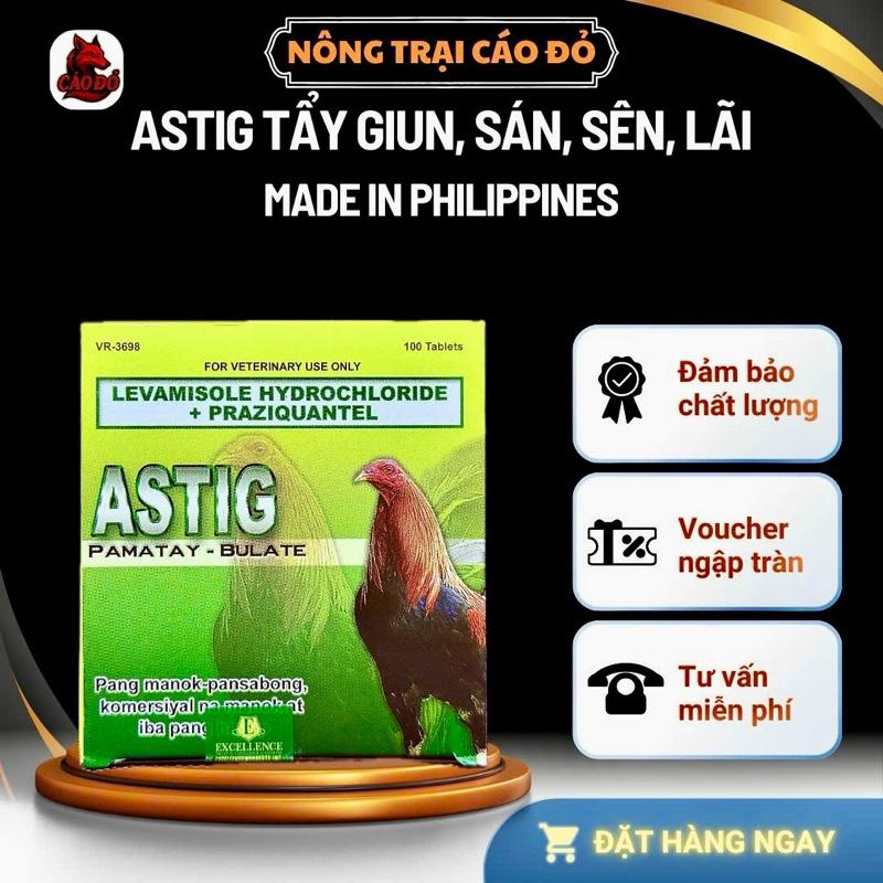 XỔ GIUN ASTIG loại bỏ các loại giun sán kí sinh. 1 vĩ 10 viên. Gà tre 1 lần nữa viên. Gà nòi 1 lần 1 viên. CÁO ĐỎ