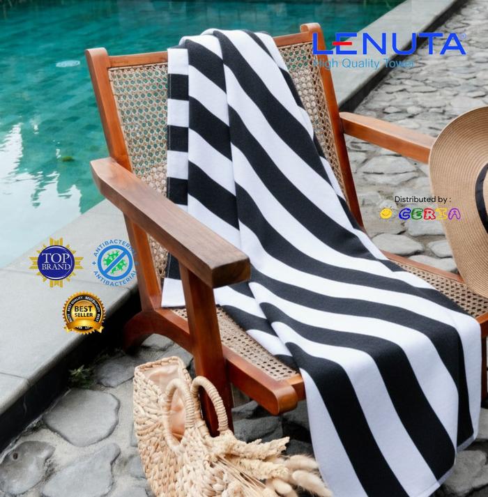Gambar Handuk Jumbo Pantai Dewasa Lenuta NST 90x150 cm Hijau Stripe Putih dari Butik Ceria_NEW Kota Tangerang Selatan Tokopedia