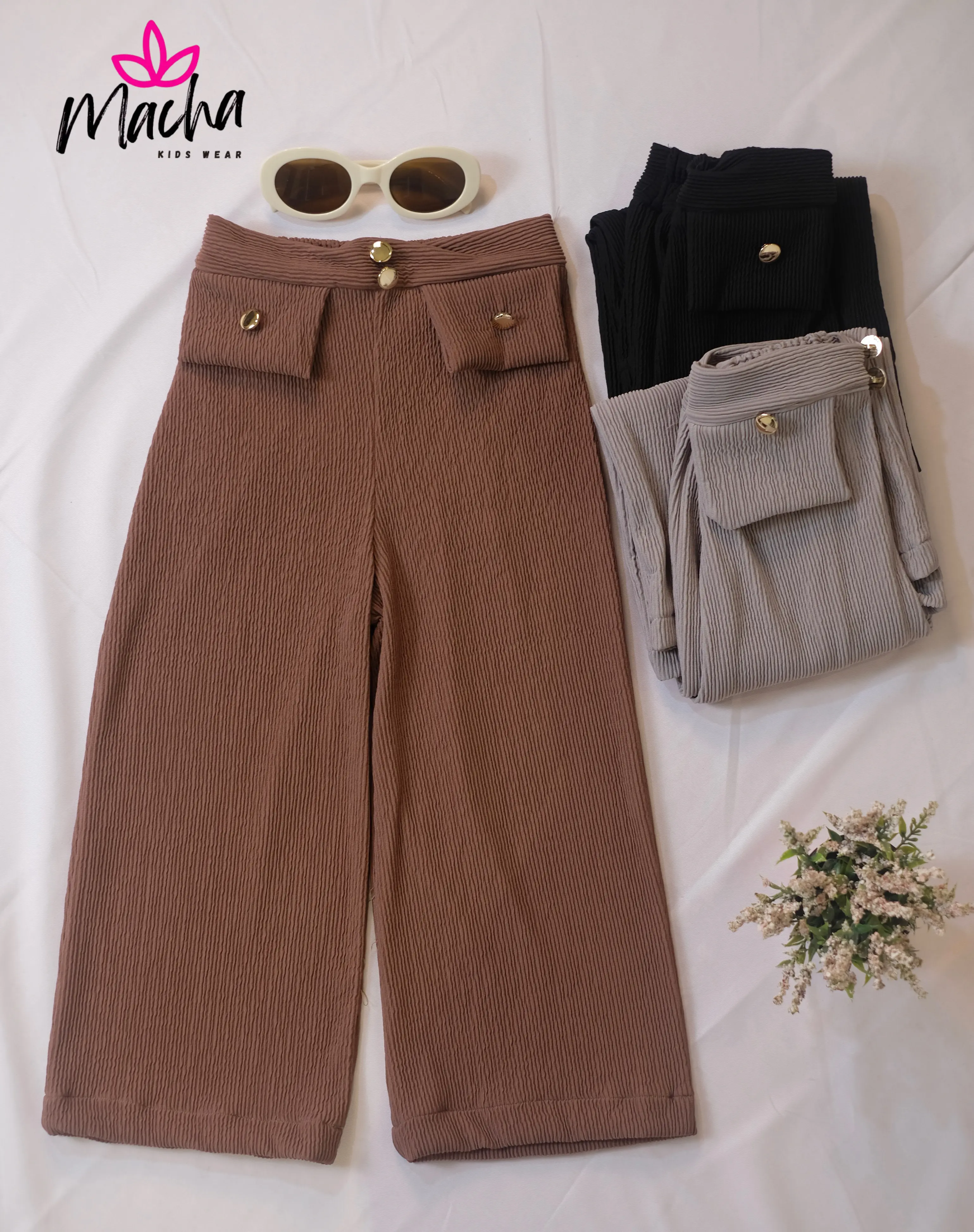 MACHA - LUNA CELANA ANAK PEREMPUAN KULOT KNIT PLISKET TEBAL PREMIUM || FASHION BAJU ANAK PEREMPUAN Kids ±5-7th l 9-10 tahun set el