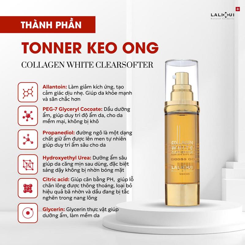 TONER KEO ONG LALIHUI HỖ TRỢ PHỤC HỒI CẤP ẨM  KHÁNG VIÊM  LÀM SẠCH NHƯ TẨY TRANG