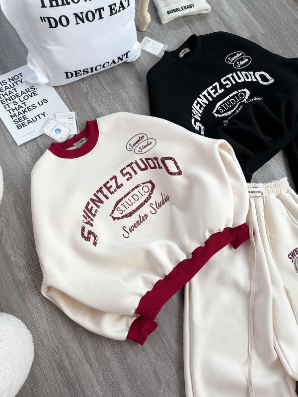  Sét bộ quần áo nỉ bông dày Swentez phối viền kem  nỉ tàu l1  