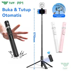 NEW TNW PP1 Bluetooth Tongsis Tripod Pop Up Selfie Stick Portable Aluminium Quadpod Tongsis Fill Light Magnetik Remote