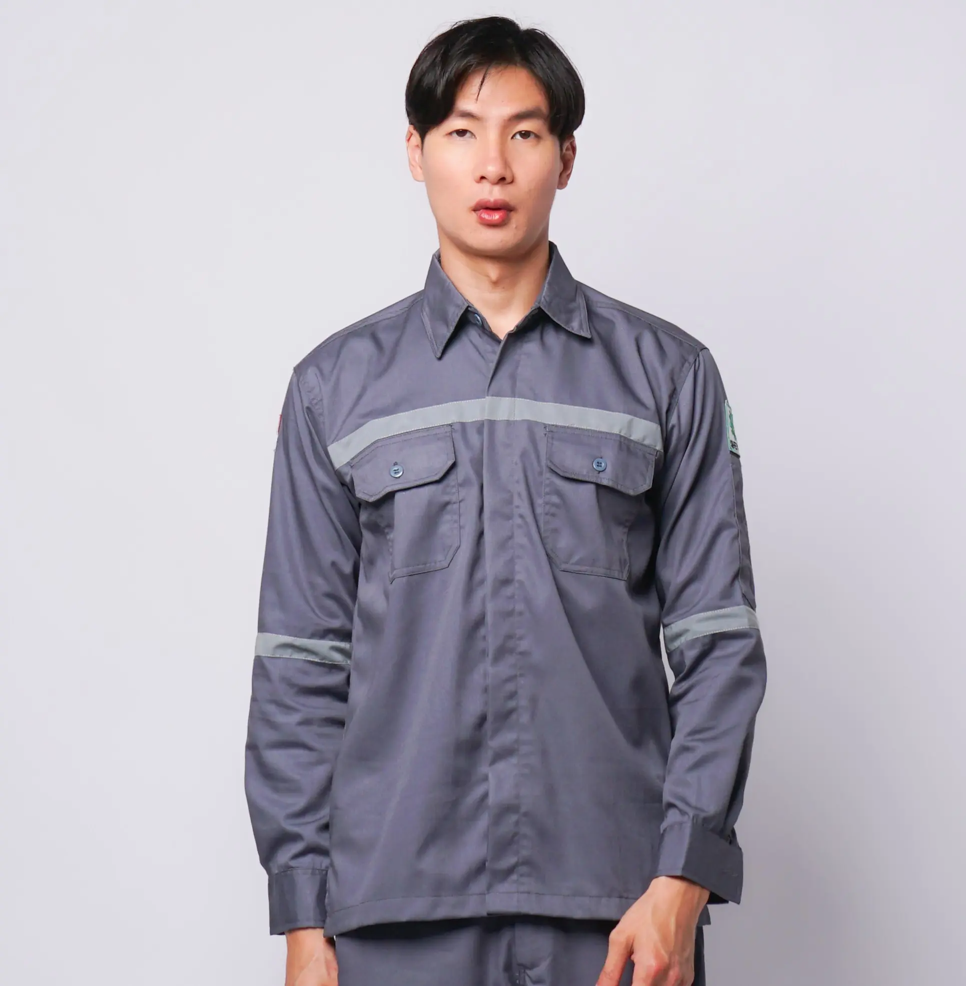 Eliter Workwear - Baju Safety Wearpack Proyek Pria Lengan Panjang Kerja Lapangan Tambang Cargo K3 Abu abu Hitam Navy
