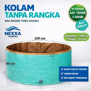 Kolam Terpal Bulat TANPA RANGKA || Karpet Talang D 1m T 0,6m + Pembuangan || Bahan Tebal A20 Import Korea Anti Bocor Garansi