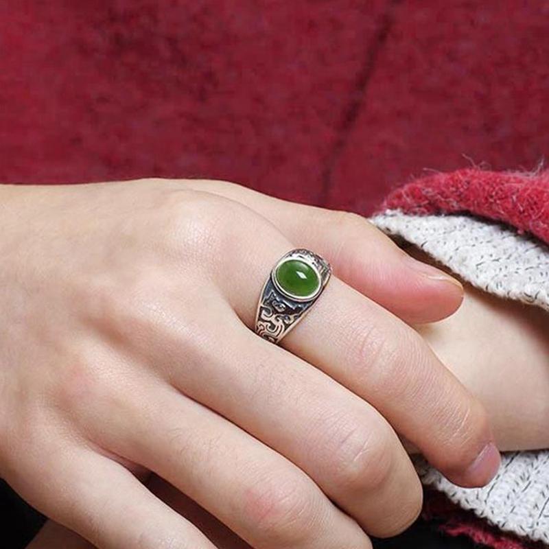 Nhẫn Nam, Phong Cách Cổ Điển Mặt Dây Chuyền Màu Xanh Lá Cây, Có Thể Điều Chỉnh, Unisex, Quà Tặng Trang Sức, Breezes 4