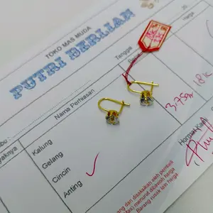 TERBARU ANTING DESI PERMATA SATU EMAS MUDA 3,5GR FREE SURAT DARI TOKO Earrings