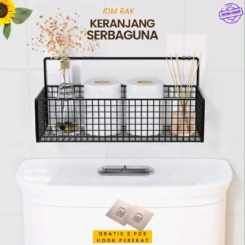 Rak Keranjang Bumbu Tempel, Rak Kamar Mandi, Rak Keranjang Besi Dapur, Rak Keranjang Serbaguna Besi Ukuran Sedang Rack Penyimpanan Buah Aluminium 0