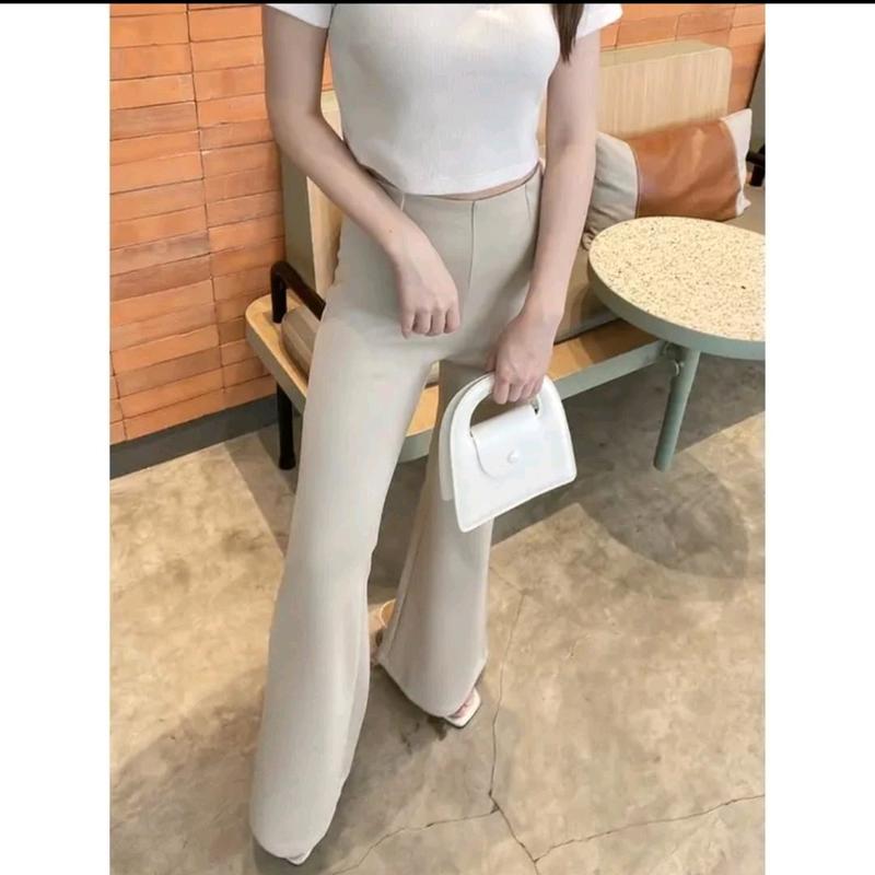 Flare pants  highwaist scuba kulot cutbray Celana Panjang Standar JUMBO 6