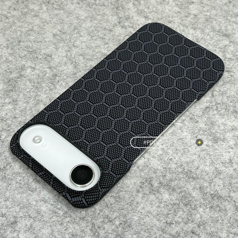 Ốp lưng cho IPhone Air/IPhone 17 Pro/IPhone 16 Pro, nhẹ, kết cấu sợi cacbon Kevlar, không bao phủ toàn diện, ốp cứng chống sốc