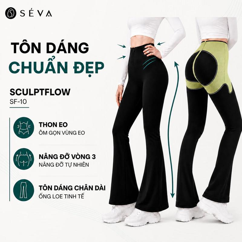 Quần Yoga Ống Loe Nhẹ , Quần Legging Yoga Cho Nữ Cạp Cao Tôn Dáng Thon Eo Ôm Bụng Nâng Mông Co Giãn 4 Chiều