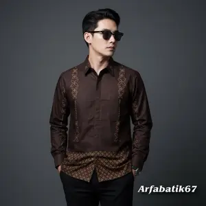 KAWUNG MAHOGANY Kemeja batik pria lengan panjang katun prima premium lapis furing hero ready seragaman by arfabatik67 Baju Motif Batik