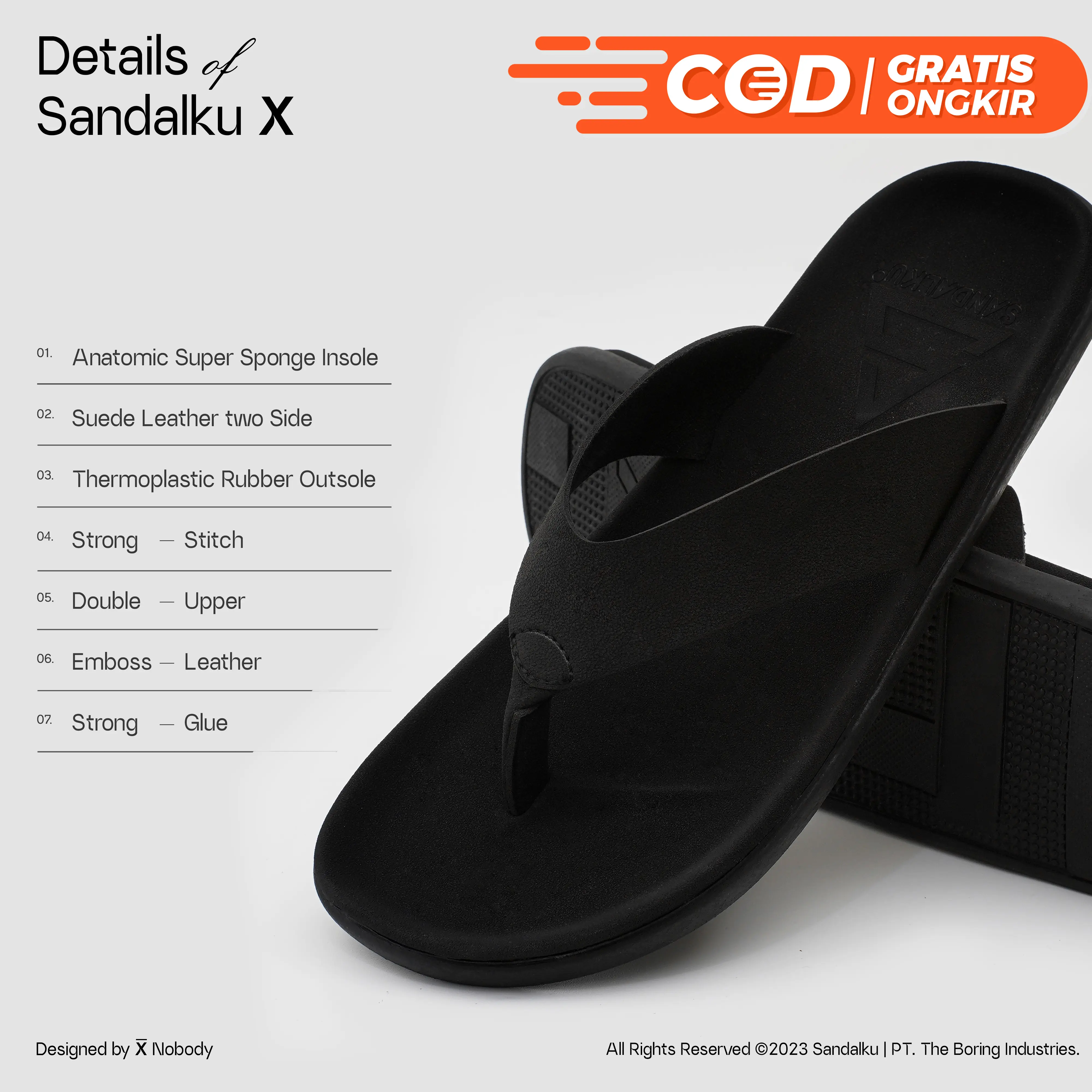 Sandalku - Sandal Pria Flipper X Black