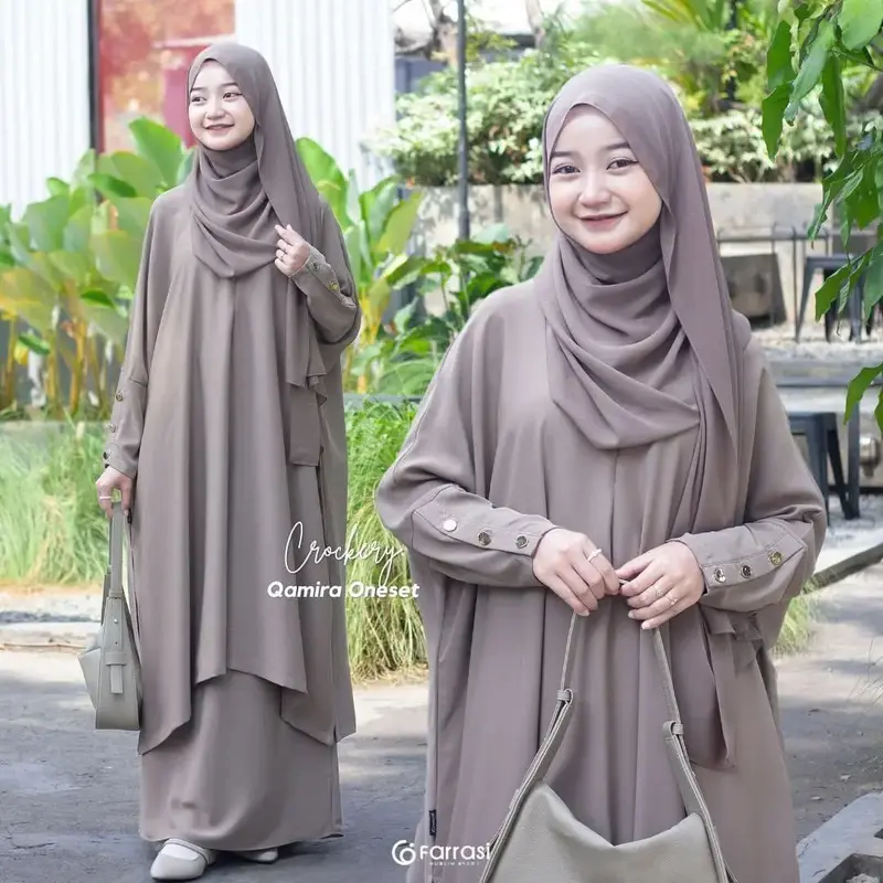 QAMIRA ONESET Baju Muslim Setelan Atasan Dan Rok Anak Perempuan Umur 10-14 Tahun Model Terbaru 2024 Bahan Crinkle Airflow Baju Gamis Anak Remaja Tanggung Fashion Muslim Anak Lebaran Bisa COD 0