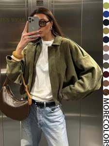 Nueva Chaqueta Corta Militar para Primavera Otoño, Abrigo Casual de Corte Suelto para Mujer, Ropa de Abrigo de Color Militar a la Moda para Uso Diario