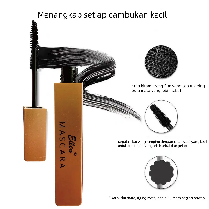 Mascara Waterproof Anti Luntur Menambah volume menebalkan Black Hitam Eye Cairan Mascara 1