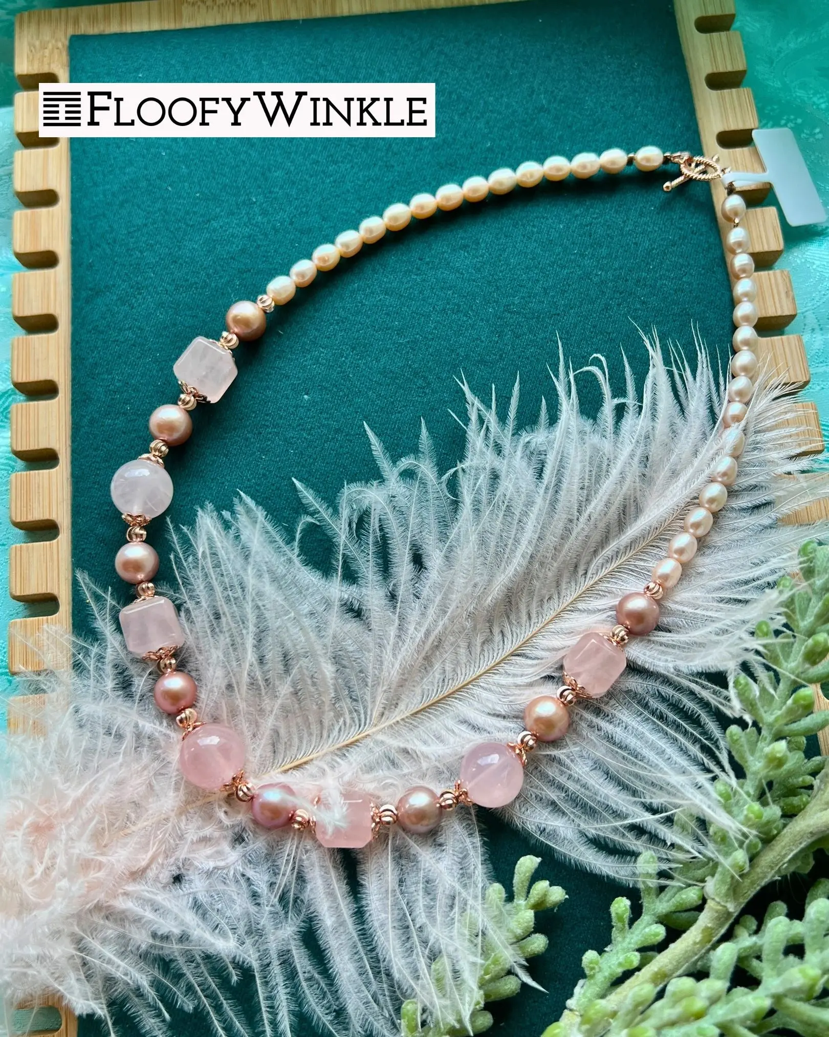 Rosie Rose Quartz Crystal and Freshwater Pastel Pearl Necklace
