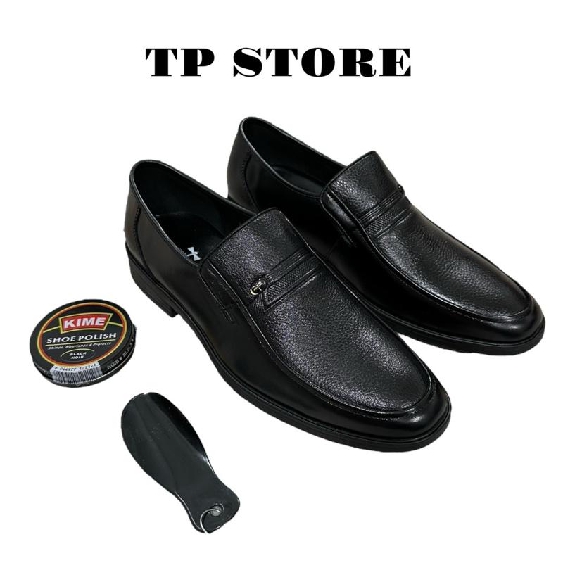 Giày Lười Trung Niêm Da Bò Nguyên Tấm Đế Cao Su Khâu Giày lười nam trung tuổi