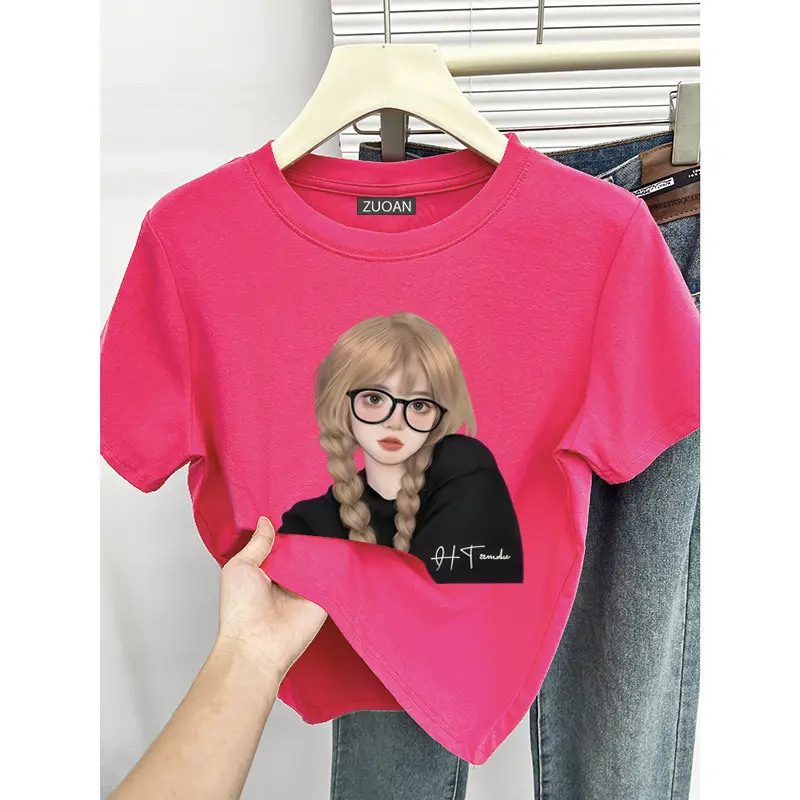 A0564   Mẫu thiết kế mới năm 2026, áo thun ngắn tay nữ in họa tiết chất lượng cao, làm từ vải cotton nguyên chất, mềm mại và thân thiện với da, phong cách Hàn Quốc, đa năng và thời trang, sản phẩm bán chạy nhất. | BigBuy360 - bigbuy360.vn