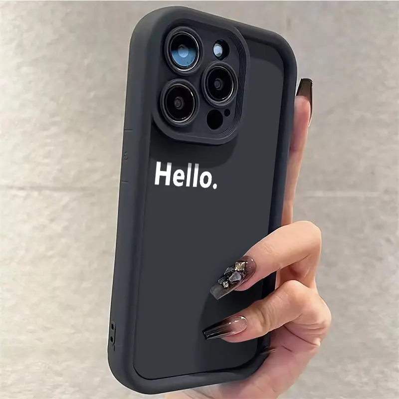 Ốp Điện Thoại Tpu Mềm, Thiết Kế Hello Cá Tính, Tương Thích Với iPhone 15, 14, 11, 13, 12, Pro Max, XR, X, XS Max, 7, 8 Plus, SE 2020, Thời Trang Ins, Ốp Lưng Chống Sốc, Ốp Mềm Silicon Case 4