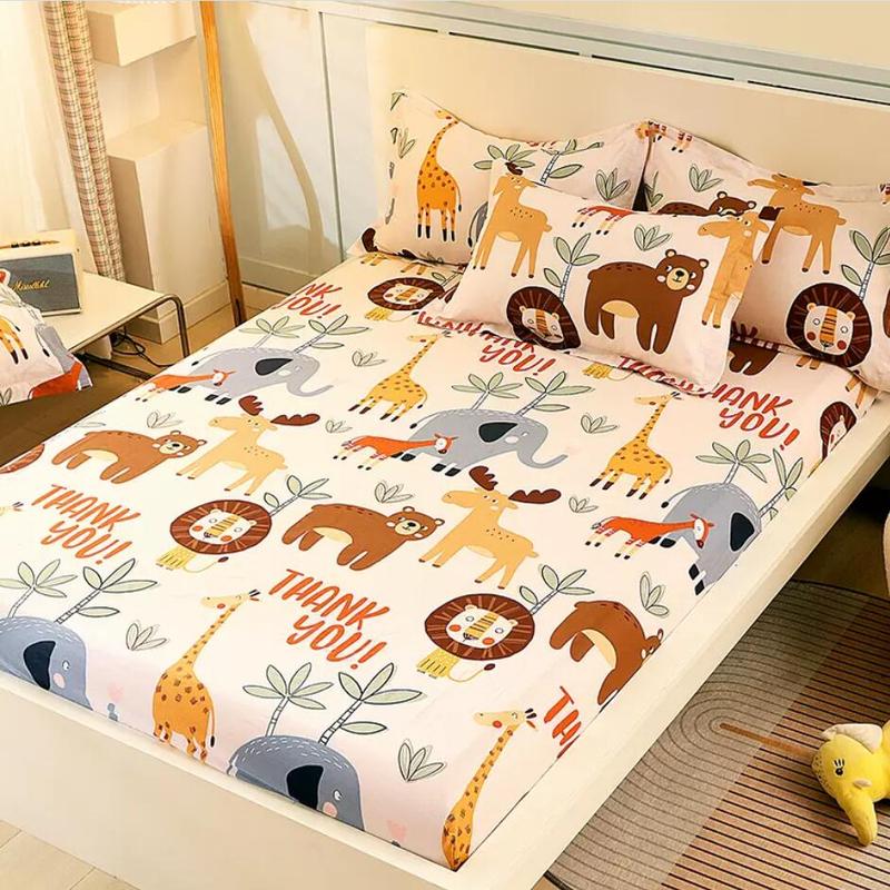 Product Introduction of 100% Cotton Bed Fitted Sheets With Elastic +2pc Pillowcases Adult Kids Girls Princess Twin Full King Queen Mattress Cover B84 12