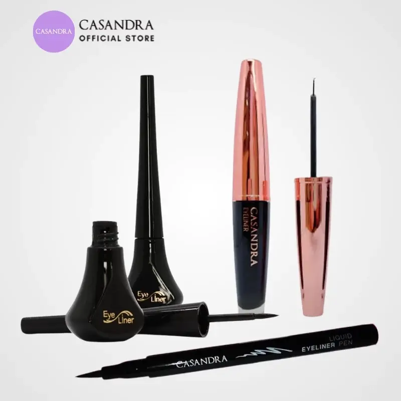 CASANDRA COSMETIC Eyeliner Liquid Black Tahan Lama 48 Jam Waterproof Smudgeproof Ujung Lentur Cocok Untuk Pemula Dan Natural Hingga Dramatis