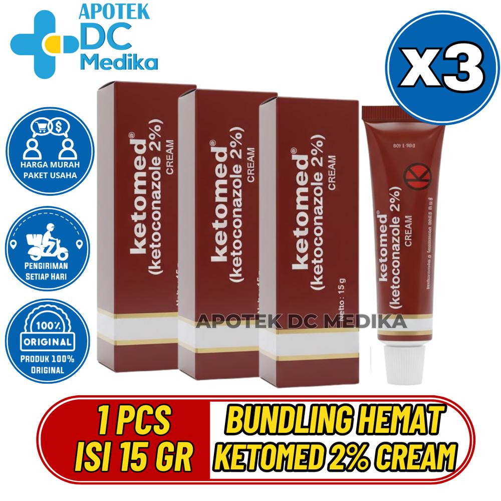 Ketomed 2% Cream, 15 Gr, Bundling 3 Pcs, 5 Pcs, 7 Pcs, 10 Pcs, Mengobati Infeksi Jamur Pada Kulit, Seperti Panu, Kurap, Dan Kutu Air - BUNDLING 3 PCS