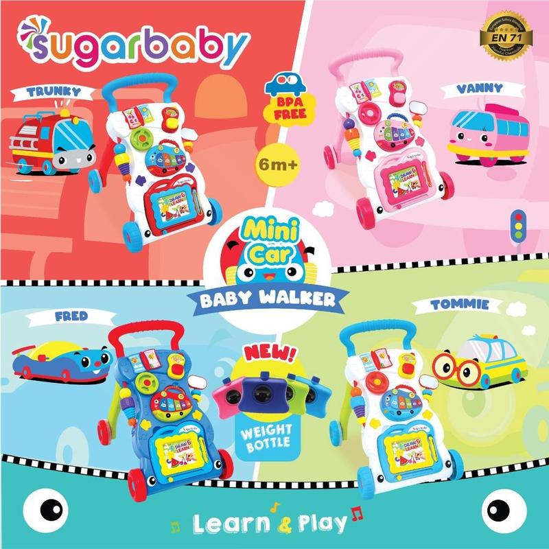 SUGAR BABY MINI CAR PUSH WALKER (BABY WALKER) ALAT BANTU JALAN WALKER WALKING ASSISTANT Bayi Roda 1