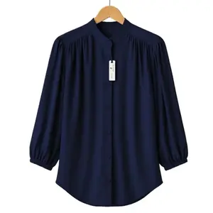 Amena Blouse Kemeja Atasa Wanita Bahan Rayon Twill Full Kancing Depan Desain