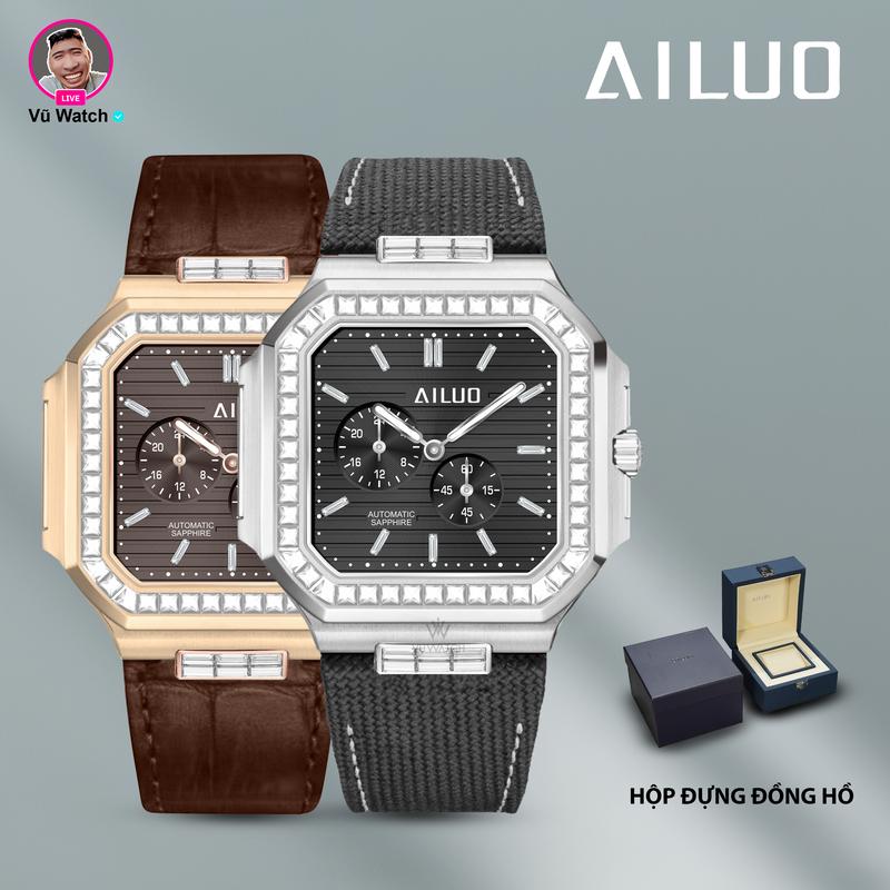  Đồng Hồ Nam AILUO G0569 - Đính Đá  4648  | Kích Thước 40mm | Chống Nước 10ATM | Máy Nhật Bản | Hộp Đựng Sang Trọng 