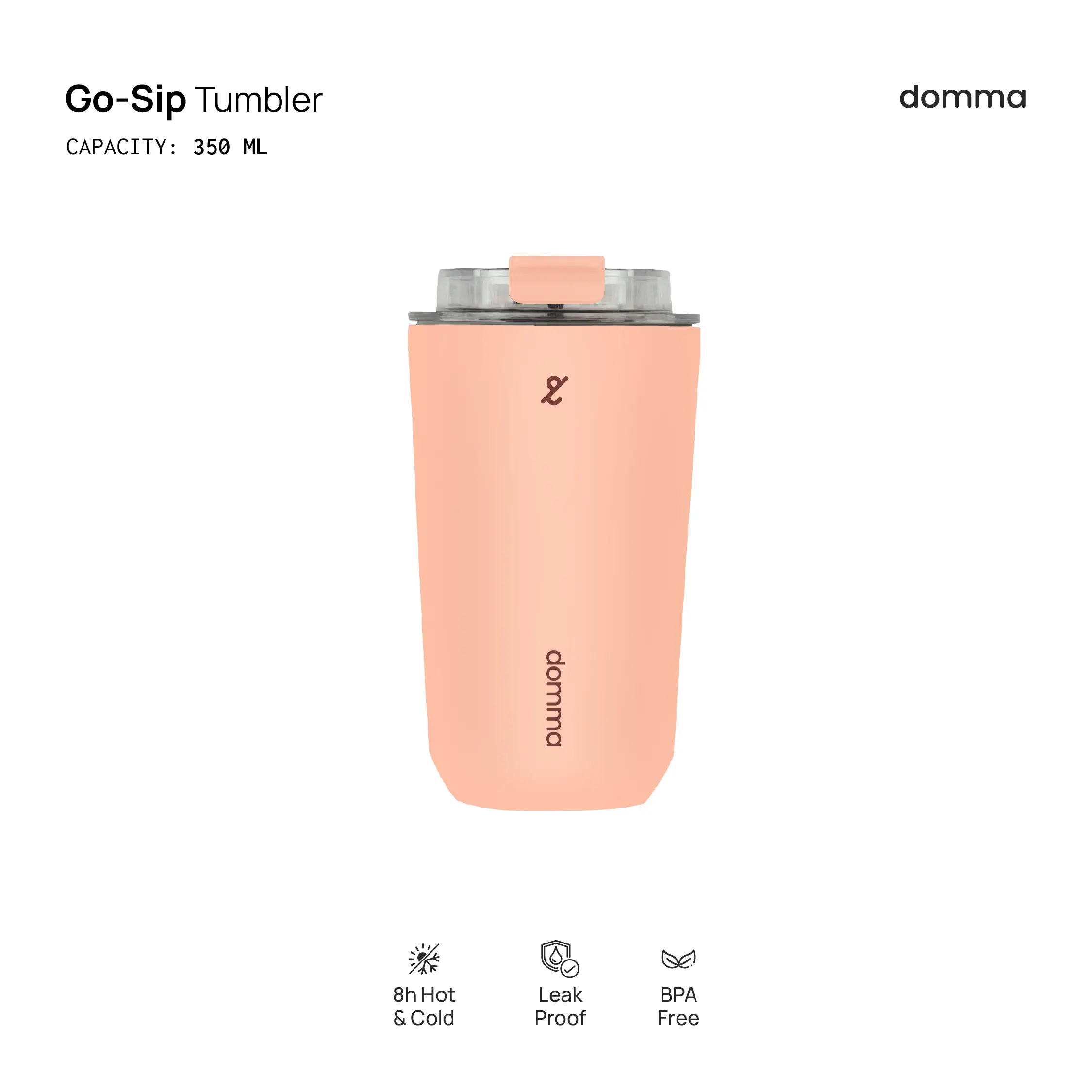 [Domma] 350 ml Go-Sip Tumbler Double Wall Stainless Steel Insulated Water Bottle Botol Minum Thermos Kopi Teh Mug Vacuum