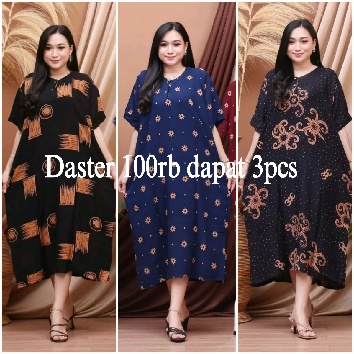 Promo Termurah Motif  Dress  Daster Jumbo Dewasa  100Rb Dapat 3Pcs  LD 120 Panjang 110 Bahan Rayon Lengan Pendek Adem Nyaman dan Ibu Bumil Menyusui