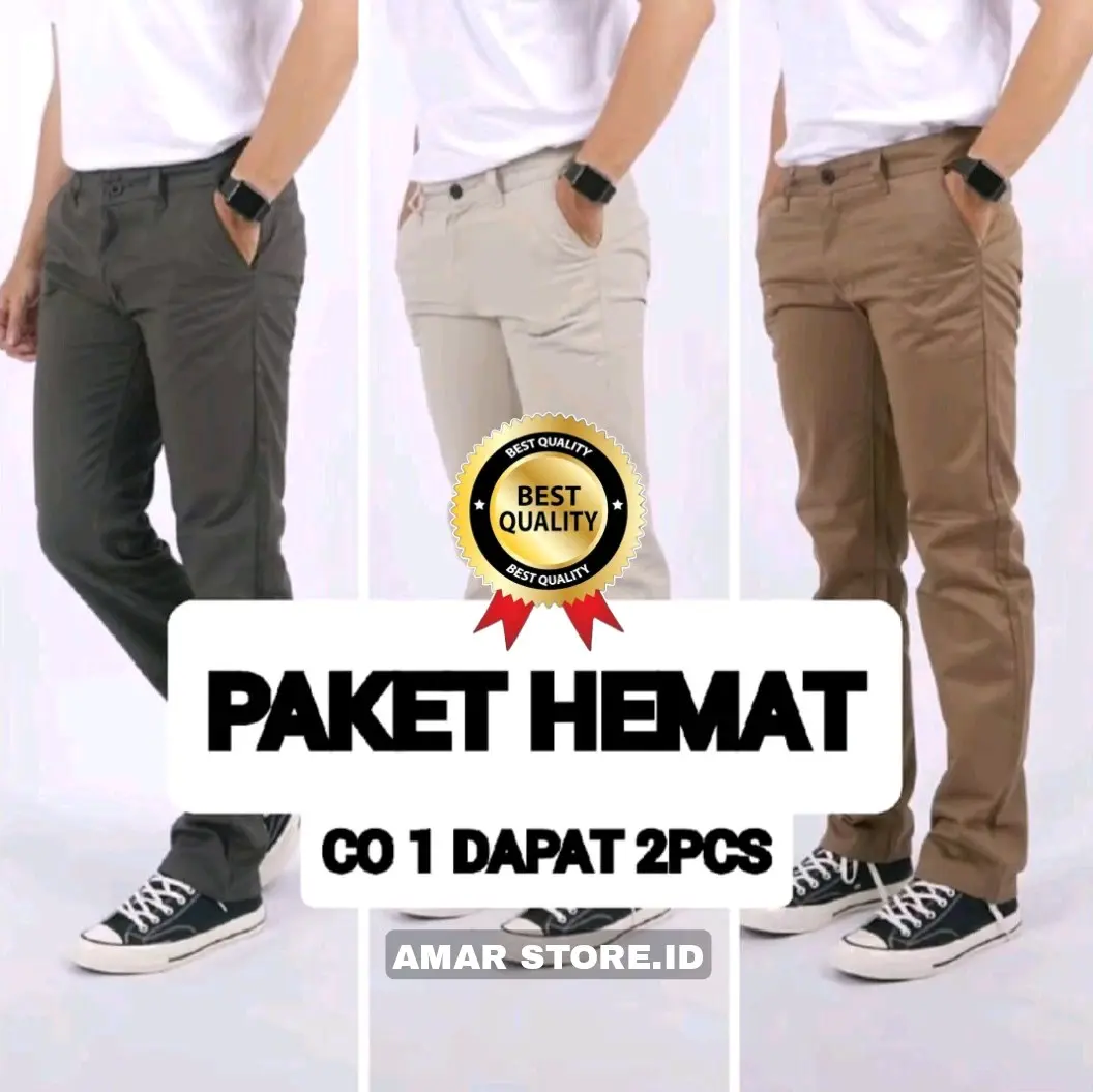 PAKET BELI 1 DAPAT 2 PCS Celana Chino Dewasa Panjang Slim fit Katun Twill Best Quality Premium