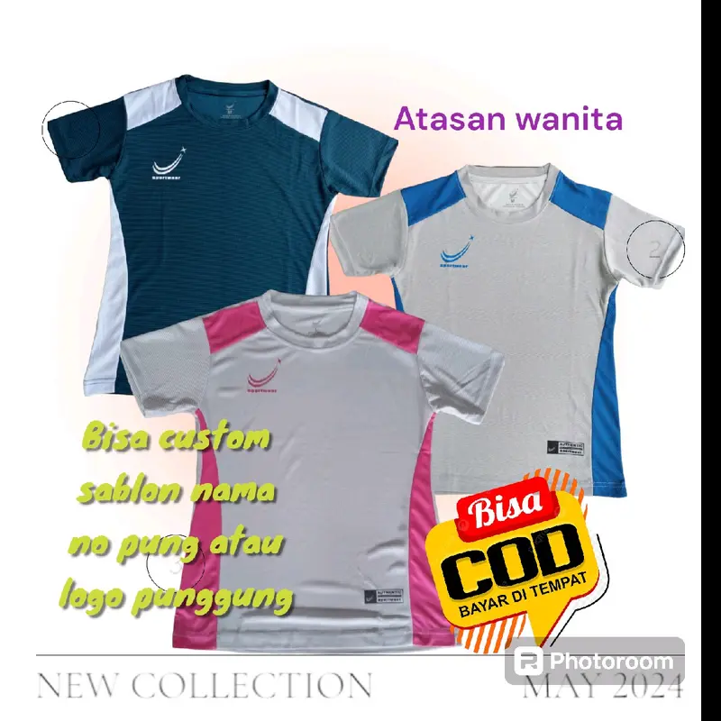 COD atasan cewe jersey cewe kaos olahraga wanita atasan saja bisa custom sablon ukuran dewasa Sport 1