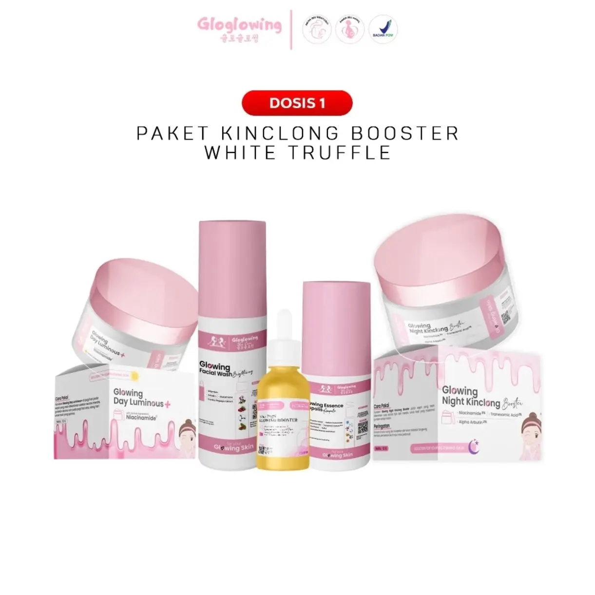 GLOGLOWING DOSIS 1 - PAKET isi 5 KINCLONG BOOSTER WHITE TRUFFLE BPOM