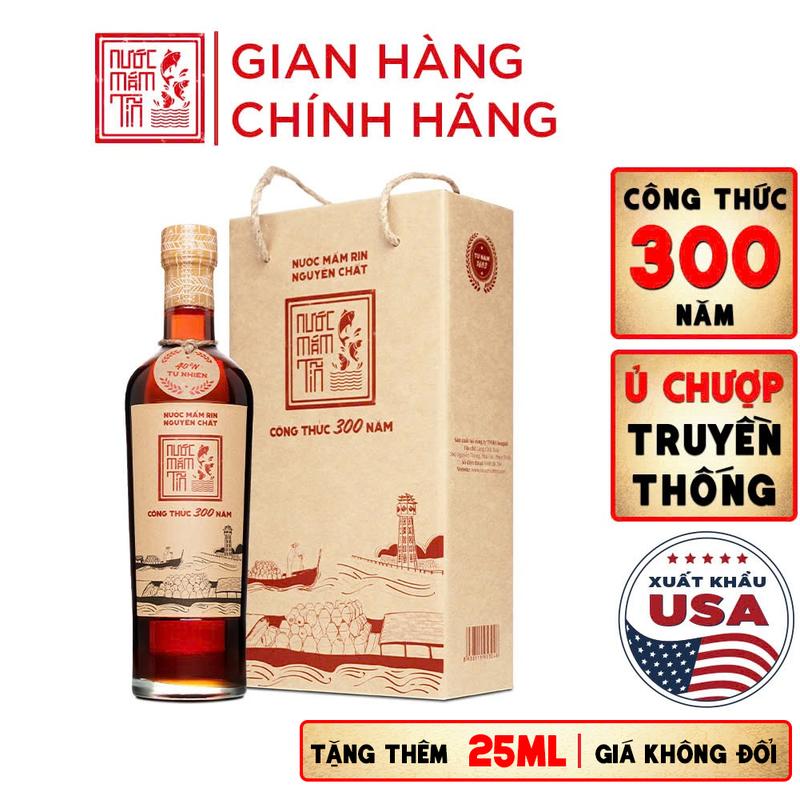01 Chai Nước mắm Tĩn nhãn đỏ độ đạm 40N chai thủy tinh 525ml rin nguyên chất…
