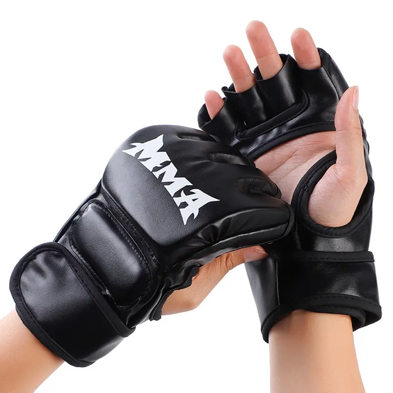 Sarung Tangan Kickboxing, 2pcs, Rekaan Separuh Jari Asli, Sesuai untuk Dewasa, Sesuai untuk Sukan UFC dan MMA, Sarung Tangan Latihan dan MMA Grappling, Sarung Tangan Beg Pasir Sanda, Sarung Tangan Tinju