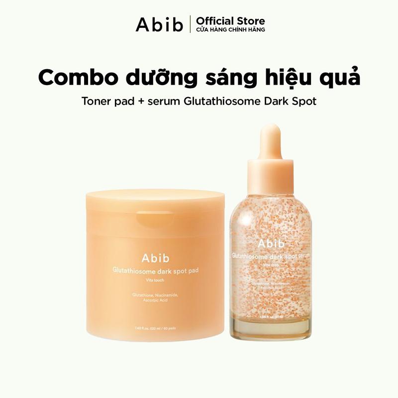 Bộ 2 sản phẩm Abib toner pad và serum dưỡng sáng da Glutathiosome Dark Spot