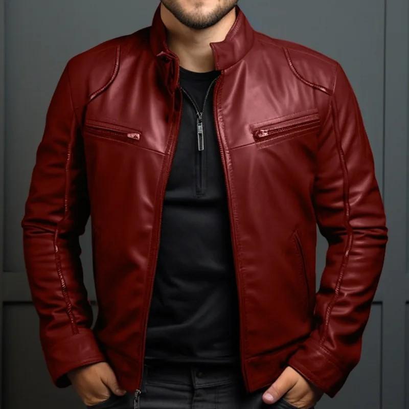 Product Introduction of Jaket Kulit Semi Pria Terbaru Jaket kulit sintetis keren jaket kulit imitasi model pundak busa Hitam Nyaman Panjang Lembut Casual Distro Slimfit Motor Cowok Blazer Formal 6