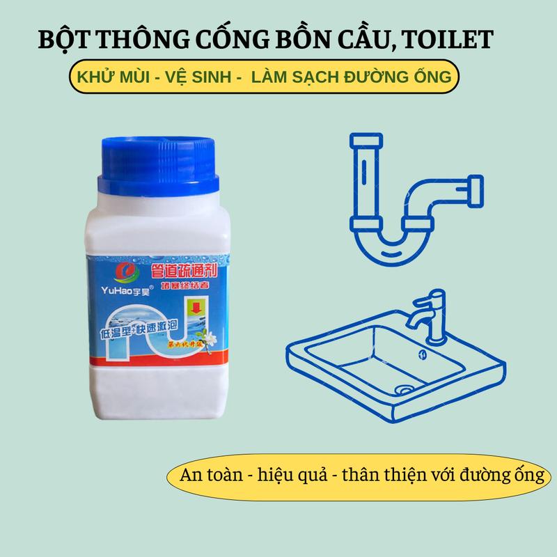  Bột Thông Tắc Cống Cực Mạnh  - Thông Tắc Cống Đường Ống Bồn Cầu Bồn Rửa Chén Bát Lavabo 280g Lọ Thông Tắc Đường Ống Nước Làm Sạch 