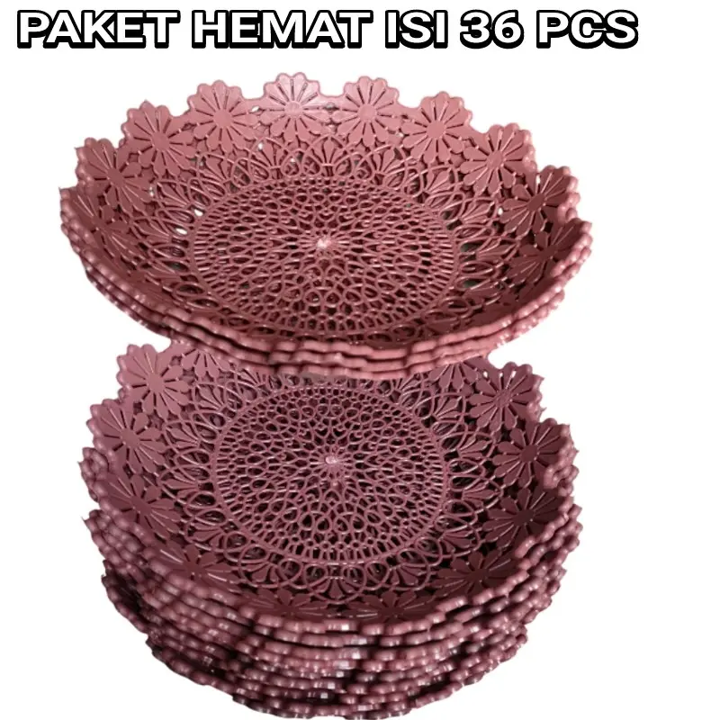 PAKET HEMAT ISI 36 PIRING ROTAN BUNGA 02 Standart piring makan Buah Nasi piring rotan plastik Kitchenware