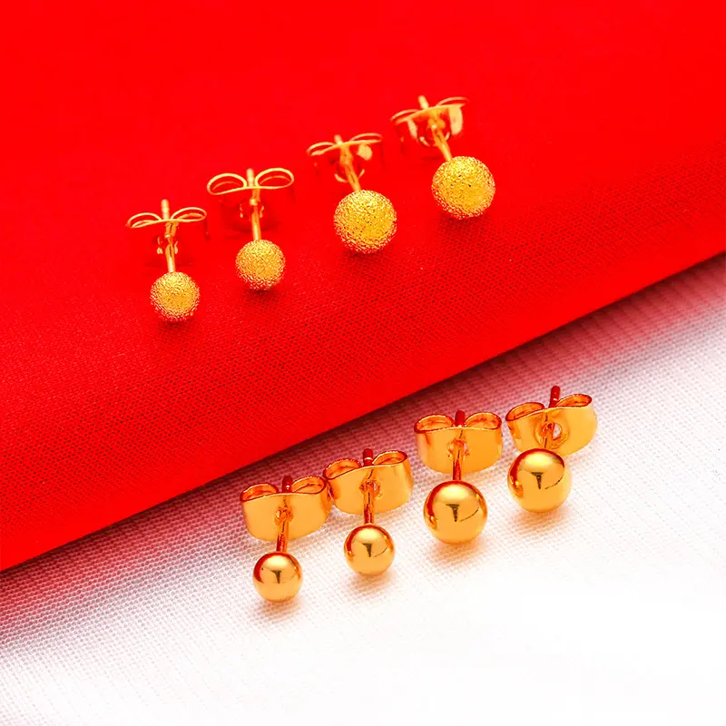 Anting-anting Bersalut Emas, 2PCS / SET, Pepejal, Tidak Luntur, Anti Alahan, Untuk Wanita, Elegan, Diperibadikan, Emas, Anting-anting Bersalut Emas
