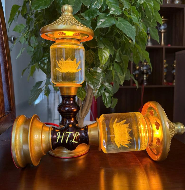 [QUÀ 150K] 1 cặp đèn pha lê hoa sen khối đổi 7 màu/ đơn sắc -sử dụng mạch led bền bỉ dễ thay thế- đèn thờ phật