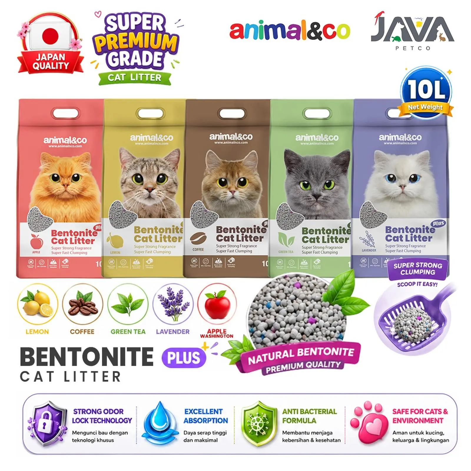 Pasir Kucing AnimalnCo Premium 10L Cat Litter Pasir Gumpal Wangi