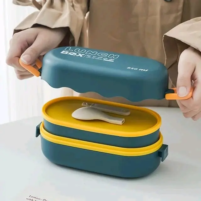 LUNSBOX BENTO LAPISAN GANDA DENGAN 2SUSUN FRE SENDOK Biru 1