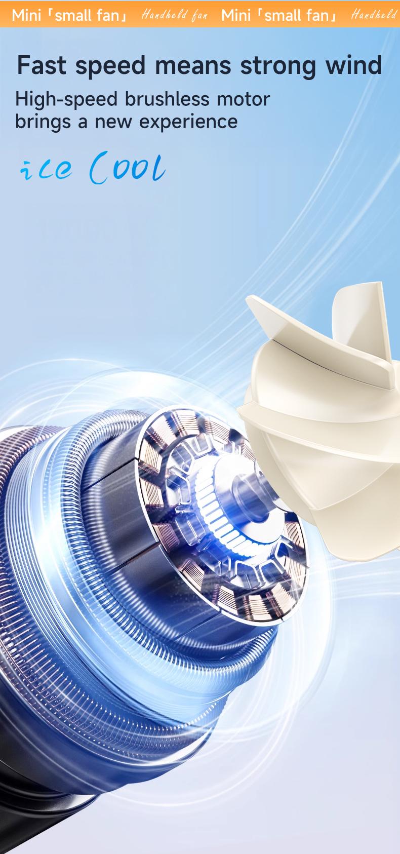 Mini Star Fan for Rapid Cooling, 100 Speeds, Hurricane Powerful Fan, Mini Portable USB Rechargeable Turbine Fan, Handheld with High Airflow