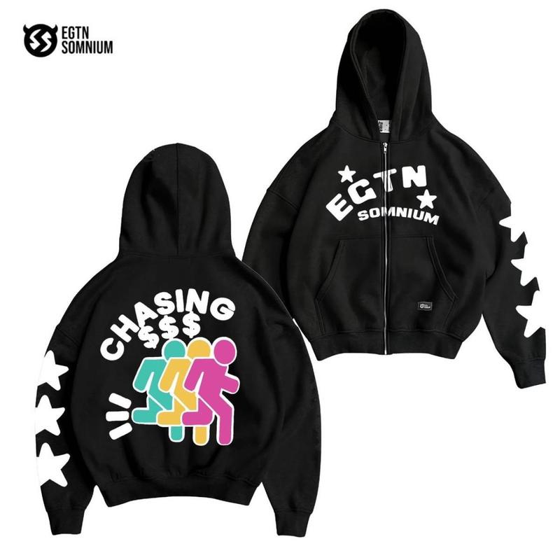 Hoodie Jaket Boxy Zipper Pocket Black Aura EGTN SOMNIUM Star Original / Jaket Boxy Double Zipper Full Tag & Label Pria&Wanita terbaru 8