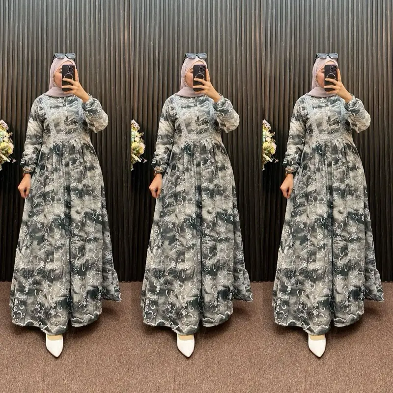 gamis wanita katun bolong ful bordir peremium